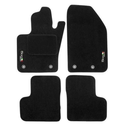 Logo Tapis De Sol Noir Velours Sur Mesure Pour Fiat 500x Depuis 2014, 4pcs, Ajustement Précis, Renforcée Dans La Zone De La Pédale