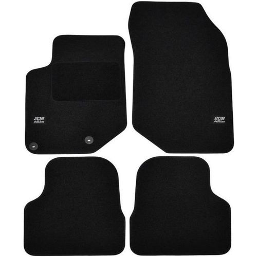 Logo Tapis De Sol Noir Velours Sur Mesure Pour Peugeot 208 Depuis 2019, 4pcs, Ajustement Précis, Renforcée Dans La Zone De La Pédale