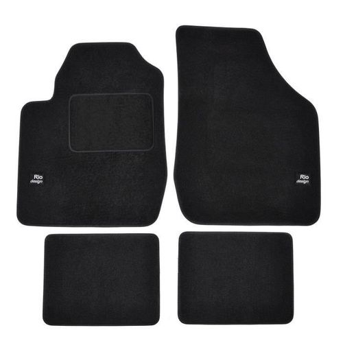 Logo Tapis De Sol Noir Velours Sur Mesure Pour Kia Rio I 2000-2005, 4pcs, Ajustement Précis, Renforcée Dans La Zone De La Pédale