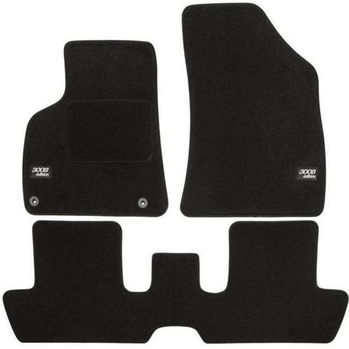 Logo Tapis De Sol Noir Velours Sur Mesure Pour Peugeot 3008 2009-2016, 3pcs, Ajustement Précis, Renforcée Dans La Zone De La Pédale