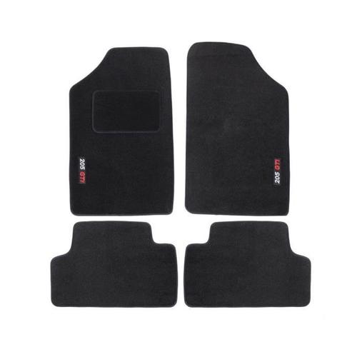 Logo Tapis De Sol Noir Velours Sur Mesure Pour Peugeot 205 Gti 1983-1998, Ajustement Précis, Renforcée Dans La Zone De La Pédale