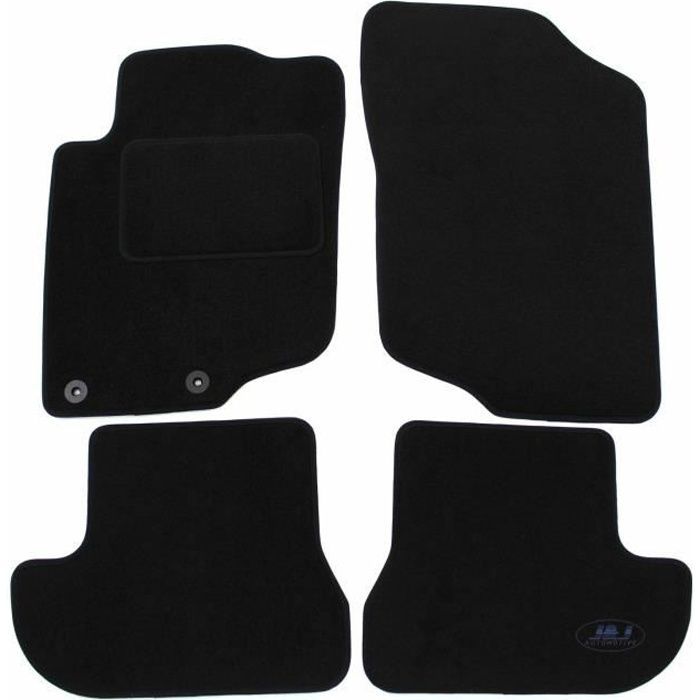 J&j Automotive | Tapis De Sol Noir Velours Compatible Avec Peugeot 207 Cc 2006-2012 4pcs