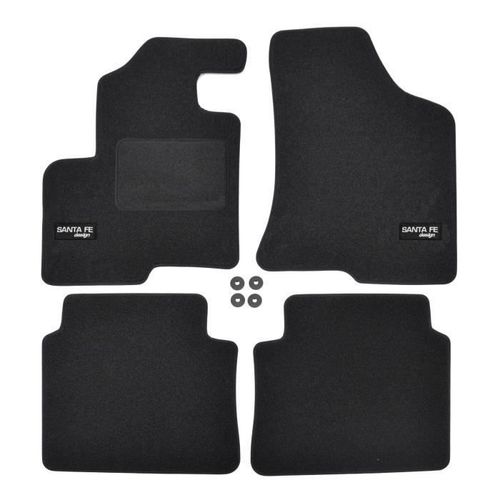 Logo Tapis De Sol Noir Velours Sur Mesure Pour Hyundai Santa Fe 2006-2012, 4pcs, Ajustement Précis, Base Antidérapante
