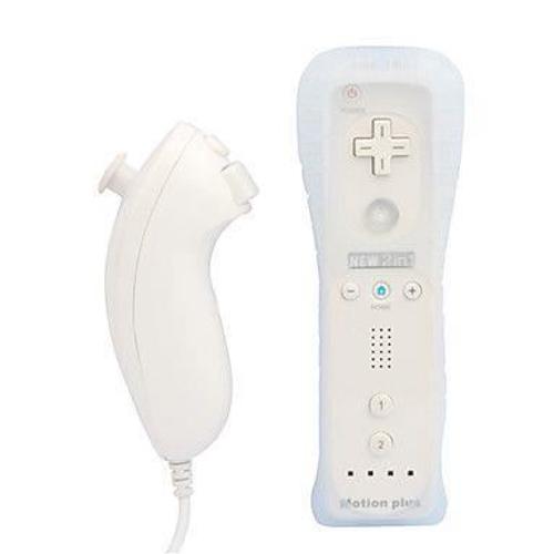 Manette Wiimote Pour Wii + Nunchuck + Housse (Blanc)