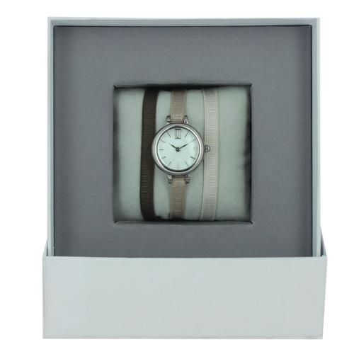 Coffret Montre Ruban Les Interchangeables Beige/Écru/Marron