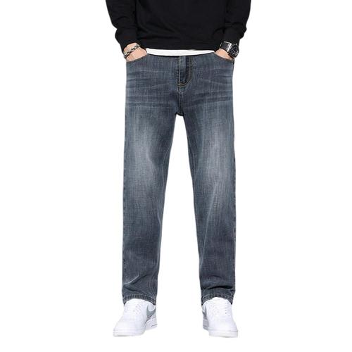 Jeans Coupe Droite Pour Homme Strethc 5 Poches Casual Pantalon En Denim Taille Standard Confortable Effet Délavé