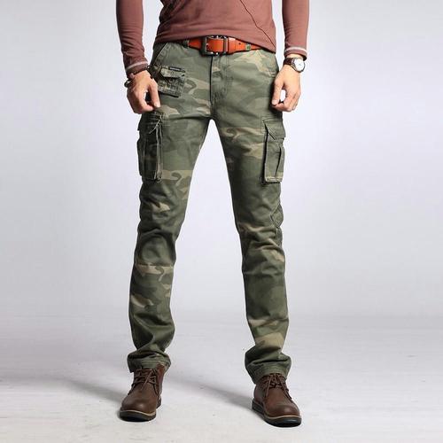 Pantalon Cargo Militaire Homme Multi-Poches Slim Fit Pantalon De Travail Exterieur En Coton Couleur Unie