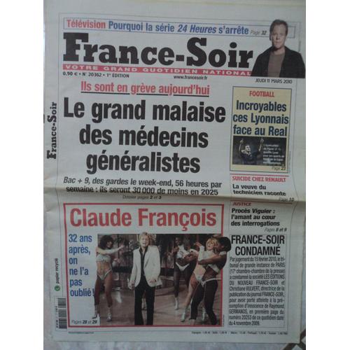 France Soir " Claude Francois "11 Mars 2010