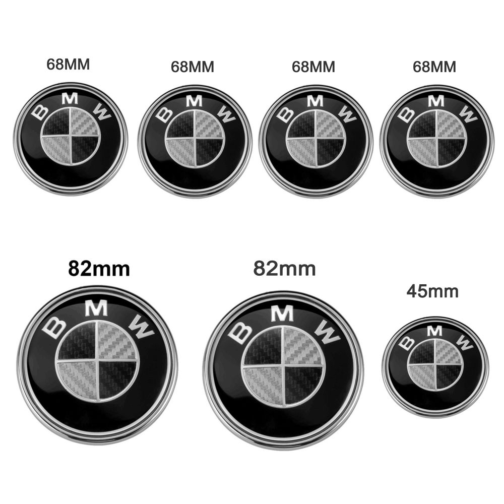 Lot De 7 Bmw Carbone Noir Logo Emblème Centre De Roue Enjoliveur De Roue,La Marque Du Capot Et Du Coffre Est De 82 Mm