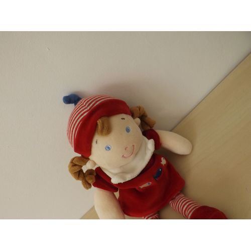Doudou Fille Rouge Rayé Poisson Mots D'enfants