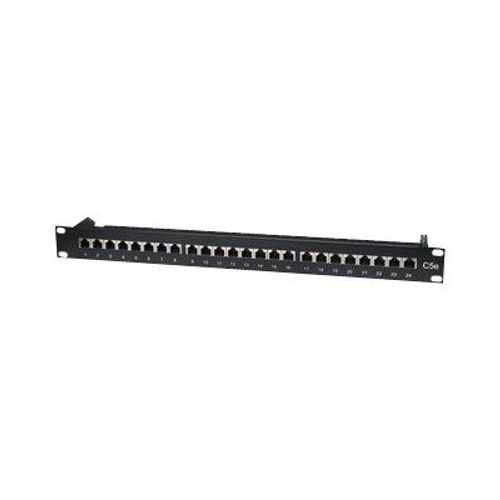 Intellinet Platine de brassage CAT5e blindée, 24 ports, FTP, 1U, blocs de terminaison à impact à angle droit à accès par le haut - Tableau de connexions - CAT 5e - STP - RJ-45 X 24 - noir - 1U -...
