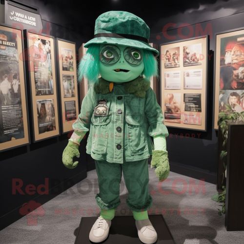 Personnage De Costume De Mascotte Redbrokoly De Cimetière Vert Habillé D'une Combinaison Et De Bérets