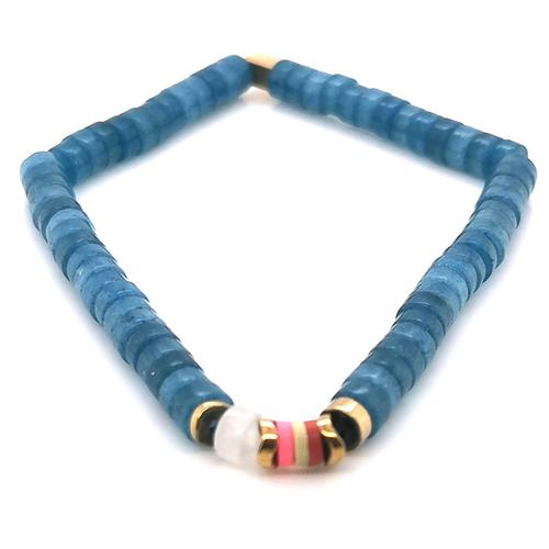 Bracelet Zag Élastique Bleu Et Rose