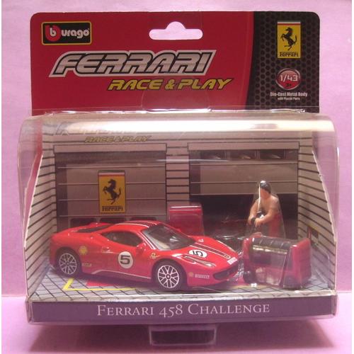 Coffret Diorama Avec Accessoires Bburago Race & Play - Ferrari 458 Challenge N°5 - 1/43-Bburago