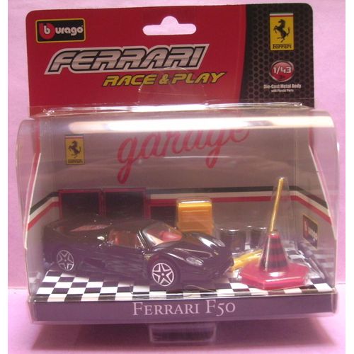 Coffret Diorama Avec Accessoires Bburago Race & Play - Ferrari F 50 Noire - 1/43-Bburago
