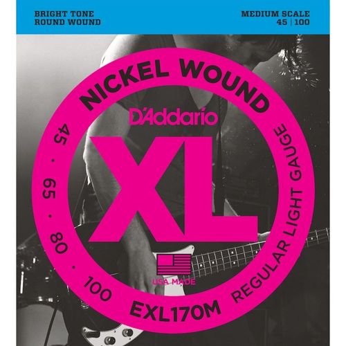 D'addario Exl170m, Light, 45-100, Cordes Moyennes - Jeu Guitare Basse