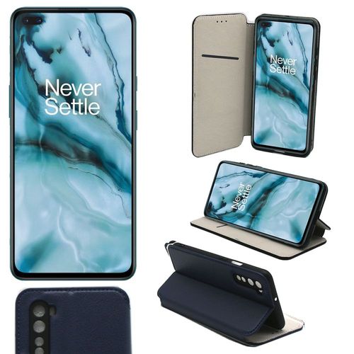 Oneplus Nord 5g Etui Protection Portefeuille Bleu À Rabat Avec Porte Cartes - Housse One Plus Nord 5g Folio Bleue Navy Coque Silicone Antichoc Smartphone - Accessoires Pochette Case