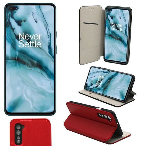 Oneplus Nord 5g Etui Protection Portefeuille Rouge À Rabat Avec Porte Cartes - Housse One Plus Nord 5g Folio Coque Silicone Antichoc Smartphone - Accessoires Pochette Case
