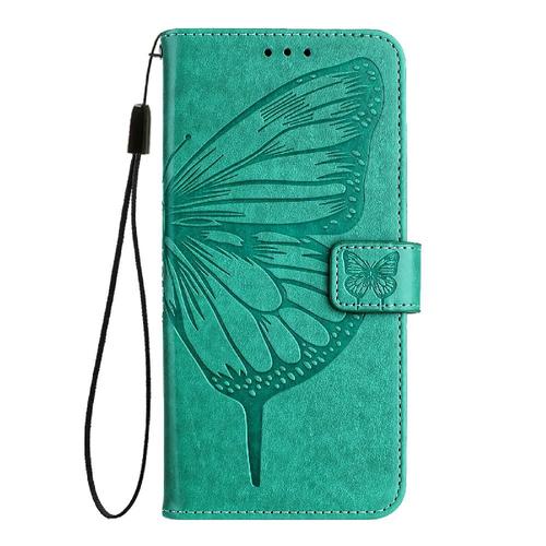 Étui Pour Samsung Galaxy A10/M10 Couverture Rabotant Cuir Premium Magnétique Gaufrage Papillon - Vert