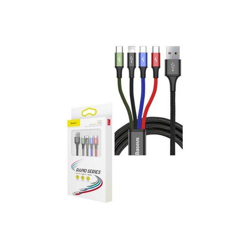 Câble Baseus Lightning / x2 Type-C / Micro USB 3.5A 1.2 mètre Noir (CA1T4-B01)
