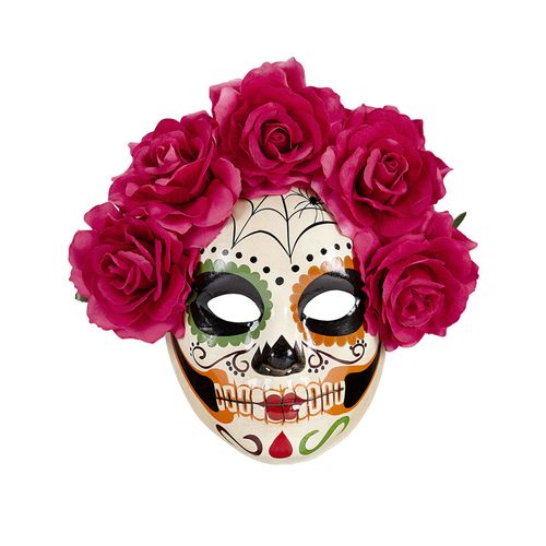 Masque Dia De Los Muertos Roses Rouges Adulte Taille Unique