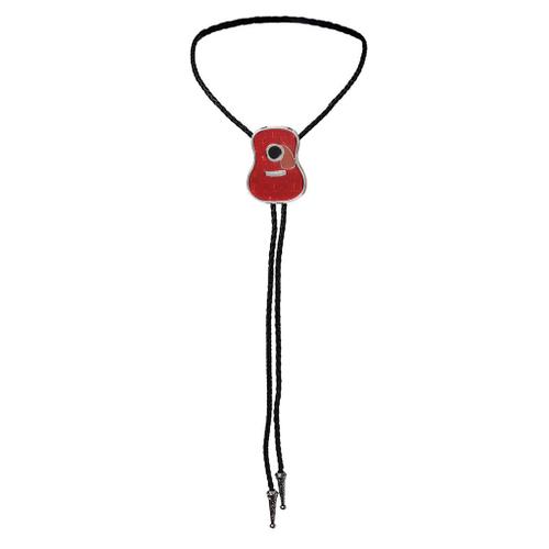 Bolo Tie Fashion Vintage Style Country Music Guitar Enamel Bolo Tie Necklace Rouge