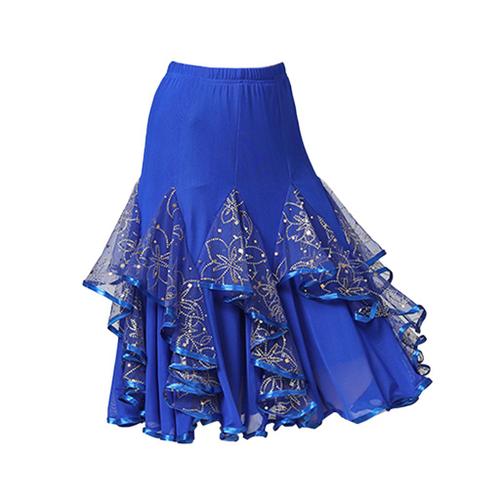 Jupe Flamenco Ballroom Danse Robe Jupe Courte Balançoire Vêtement Déguisment Femmes Bleu Royal