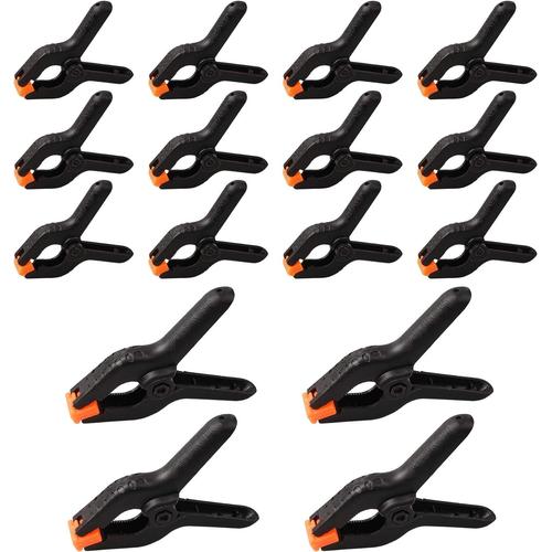 16 plastic spring clamps, DIY Tools Clamps,Clips Grip Clips for Woodworking, Photography, Art, Crafts, 2 Inches / 3 Inches black