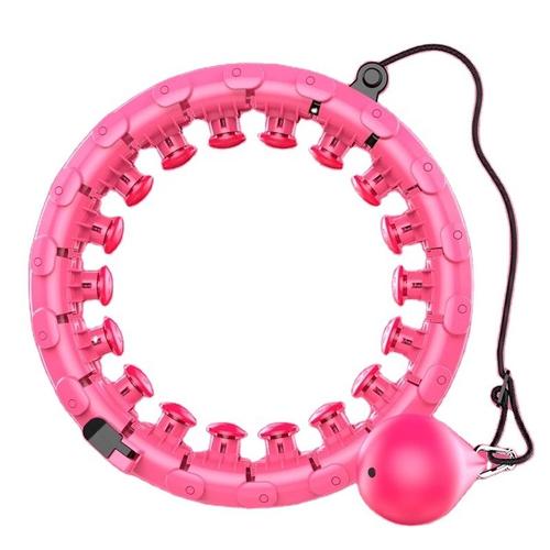 Cerceau De Taille De Hanche Détachable Intelligent De 24 Sections Avec Ballon De Fitness (Rose)