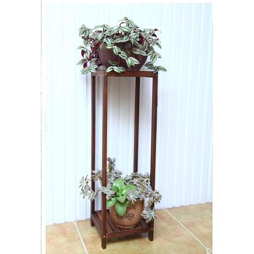 Brown60*28cm Stand Plant Stand Solid Bois Sol à 2 Niveaux Plancher Plancher Plancher, Stand de Plante, Porte-Fleurs for Salon, Balcon, Intérieur Multi-Tier Flower étagère (Couleur: Brown60 * 28cm) Rdz