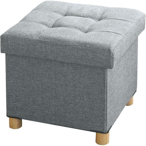 Gris Clair Gris Clair Pouf Coffre De Rangement Capacité De Rangement En Avec Couvercle, 38 X 38 X 40 Cm, Gris Clair