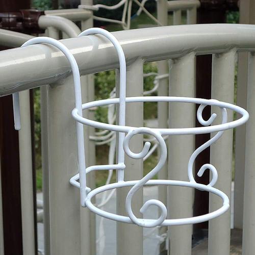 Blanc Support De Pot De Plantes, Métal Rond De Fleurs Porte-Pot De Fleur, Avec Des Crochets, Pour Les Balustrades De Balcon De Jardin