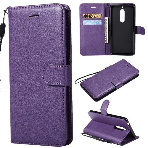 Flip Étui Pour Nokia 5 Couleur Solide Classique Cuir De Haute Qualité Étui De Téléphone Portefeuille D'affaires Avec Fente Pour Carte - Violet