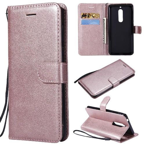 Flip Étui Pour Nokia 5 Étui De Téléphone Portefeuille D'affaires Avec Fente Pour Carte Couleur Solide Classique Cuir De Haute Qualité - Couleur Rose