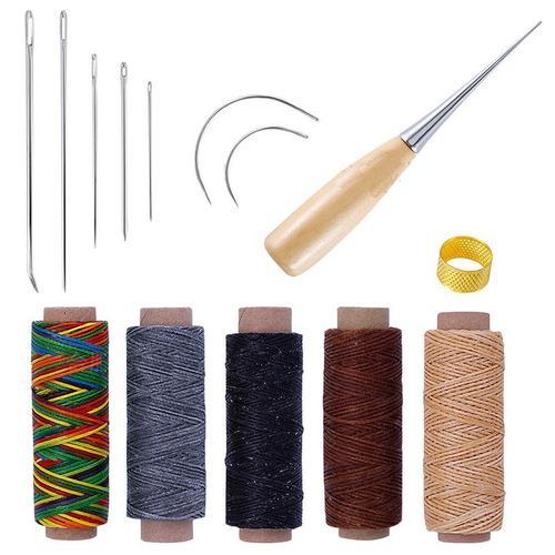 Kit D'outils De Couture En Cuir, 1 Ensemble, Couture À La Main, Poinçon, Fil, Dé À Coudre, Offre Spéciale