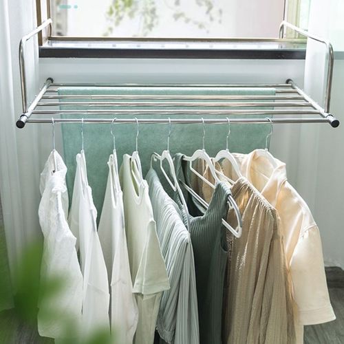 Support de séchage pliable en acier inoxydable, multifonctionnel, pour le linge, le linge, le balcon