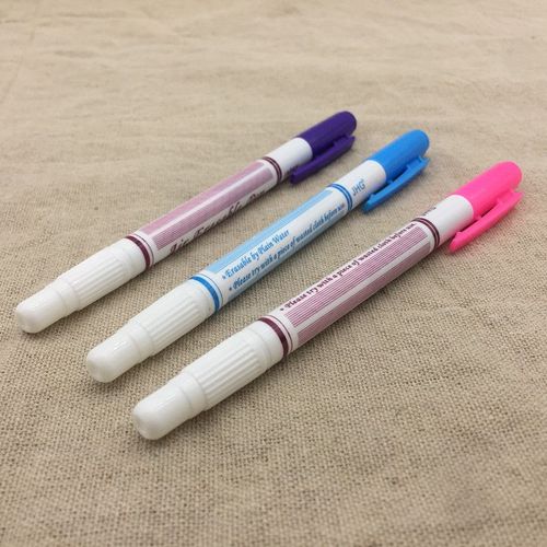 Stylo Effaçable À L'eau Double Face Bleu, 3 Pièces, Marqueur Pour Peinture Sur Tissu Violet Rose, Effaçable À L'air, Marqueurs Pour Textile, Accessoires De Couture