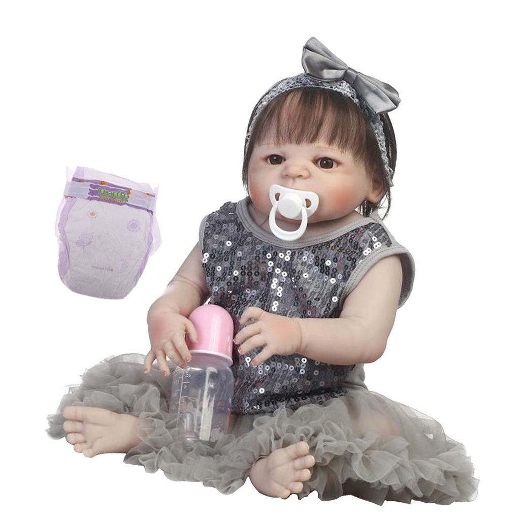 Poupee Bebe Reborn En Silicone Bebe Yeux Ouverts Avec Vetements Cheveux Realiste Mignon Cadeaux Jouet Fille 56cm Rakuten