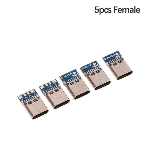 Connecteurs mâles/femelles USB 3.1, 5/10 pièces, fiches mâles/femelles, bornes électriques à souder, câble de données, Support de carte PCB, à monter soi-même