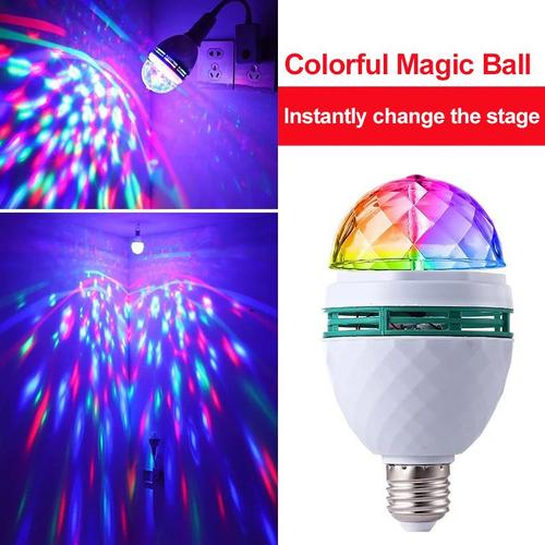 Ampoule Led Rotative De Couleur Néon 3w E27 Rgb, Lampe Boule De Cristal, Projection Colorée Pour Fête Disco Dj Scène Efficace