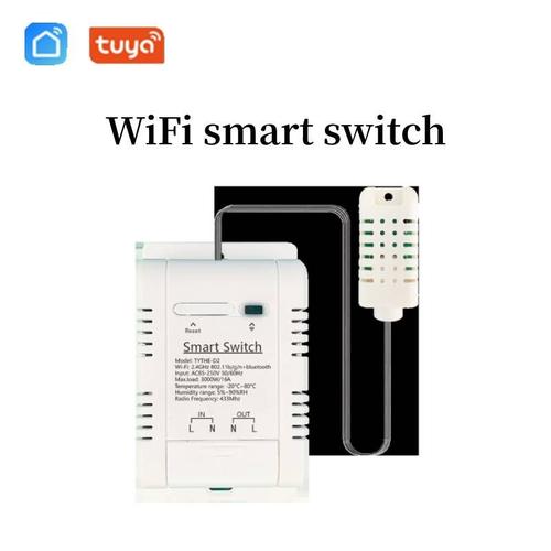 Tuya ¿ interrupteur intelligent WiFi sans fil, contrôle de la température et de l'humidité, fonction de chronométrage des statistiques d'électricité, télécommande avec application