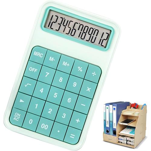 vert vert Calculatrice scolaire scientifique, bureau à 12 chiffres standard simple avec écran LCD, calculatrice pour la maison, le