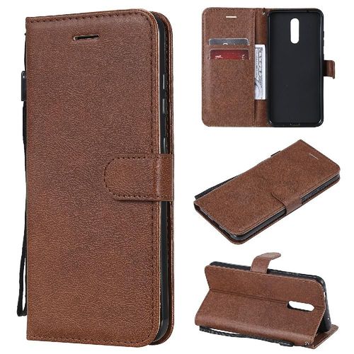 Flip Étui Pour Nokia 3.2 Étui De Téléphone Portefeuille D'affaires Couleur Solide Classique Cuir De Haute Qualité Avec Fente Pour Carte - Le Brun