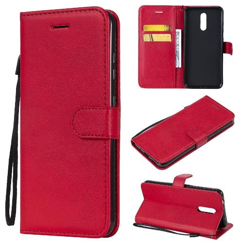 Flip Étui Pour Nokia 3.2 Avec Fente Pour Carte Couleur Solide Classique Étui De Téléphone Portefeuille D'affaires Cuir De Haute Qualité - Rouge