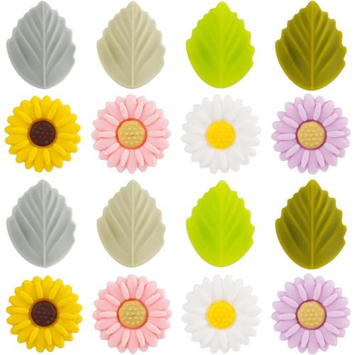 16pcs Bouchons D'aiguilles À Tricoter Silicone, Feuilles Marguerite Protecteurs Pointe D'aiguilles À Tricoter Capuchons D'aiguilles À Tricoter Colorés Pour Tricot Couture Quilting Crochet