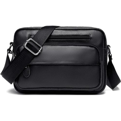 Petite Sacoche Homme Bandouliere Cuir Sac Bandoulière Homme Sacs Homme Décontracté pour Affaires Noir