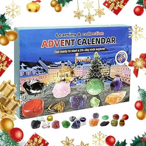 Calendrier de l'Avent 2023-24 jours minéral | Calendrier de Noël pour filles, garçons, enfants, calendrier de l'Avent pour exploration scientifique