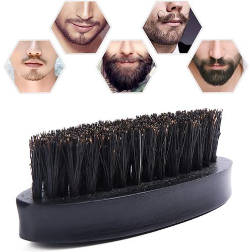 Brosse À Barbe En Poils De Sanglier - Brosse Barbe Homme Lissante En Soie De Sanglier - Idéal Pour Coiffer, Discipliner Barbe Et Moustache Et Appliquer De L¿Huile À Barbe (Noir)