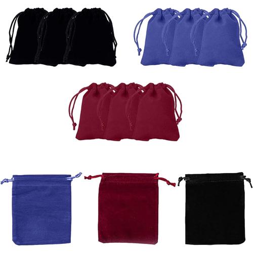 Velours Sac bijoux Sac Cordon, Sachets Pochettes en Velours, 12 Pièces Sacs à Cordon en Velours pour Le Stockage de Bijoux et de Montres 7x9cm