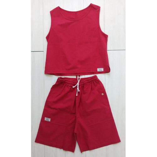 Ensemble Short Débardeur Rouge Framboise. Everline. Coton. Taille 36 / 38
